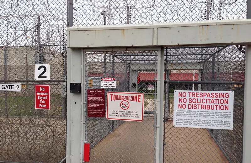 Secure gate and fencing at a correctional facility